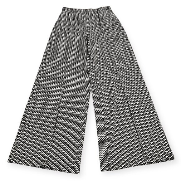 Max Studio London Wide Leg Pants M Geometric Print Black White Stretch Palazzo - Picture 1 of 11